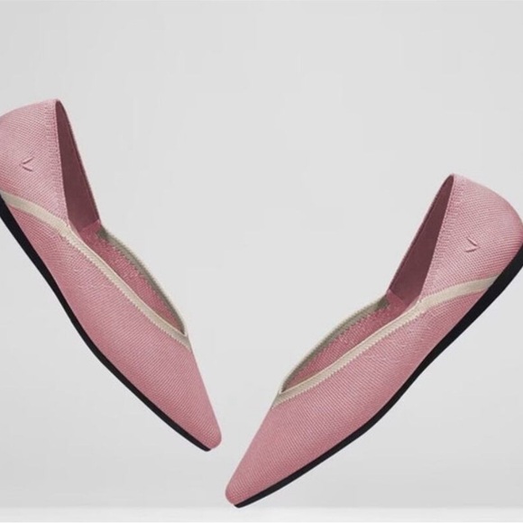 Vivaia Pointed Toe V-Cut Flats Ash Rose Pink Ballet Shoes Size 38.5 - Picture 2 of 11